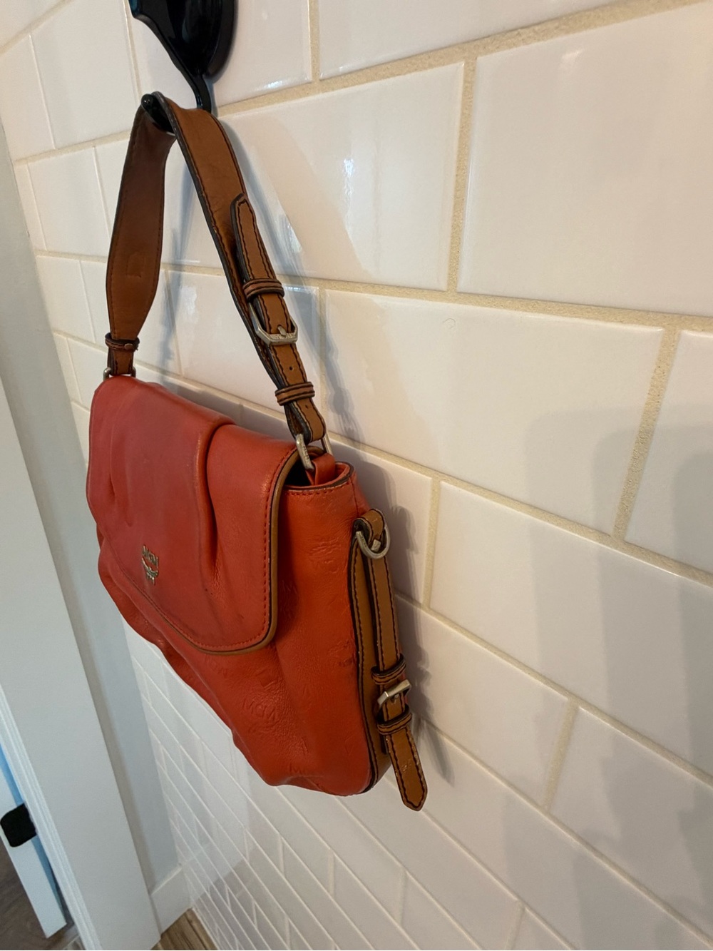 MCM Burnt Orange Leather Flap Shoulder Bag - Picture 2 of 8